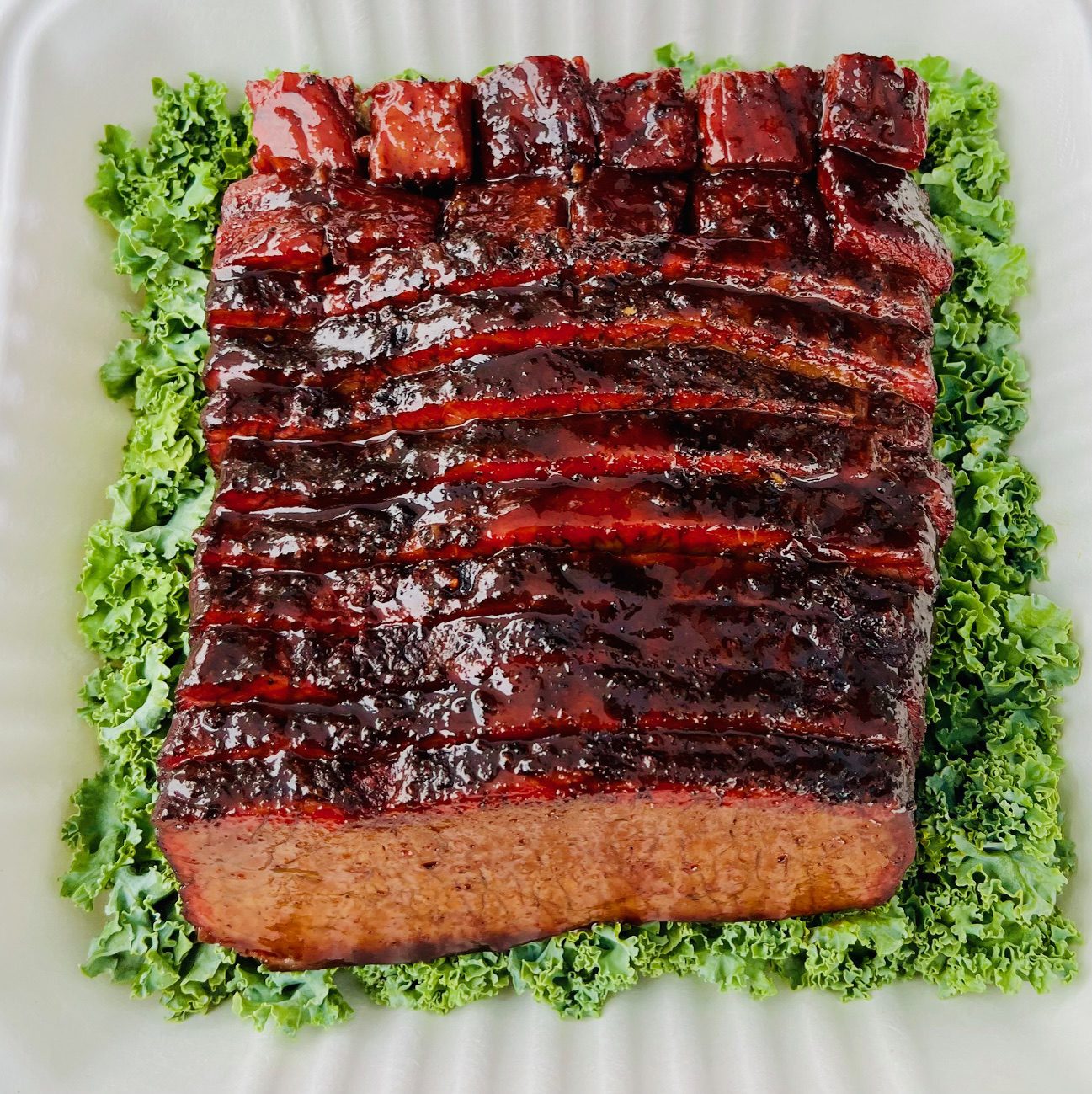 ribs on a bed of lettuce